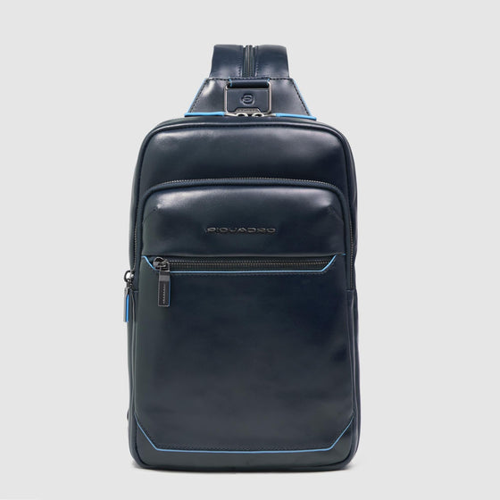 Leather Sling Bag Convertible to Backpack - Night blue