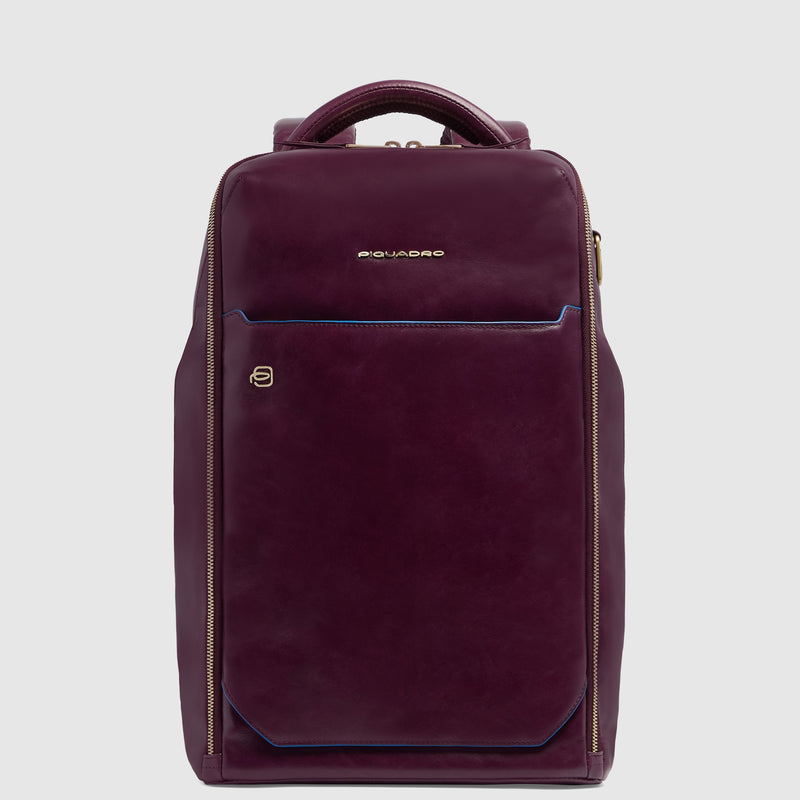 Leather Laptop Backpack 14" Blue Square, Cable Lock