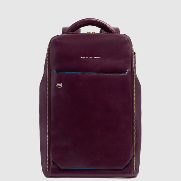 Leather Laptop Backpack 14" Blue Square, Cable Lock - 1