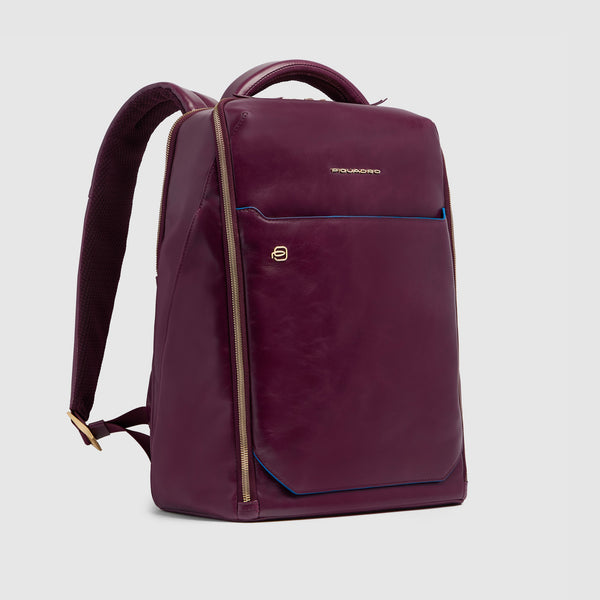 Leather Laptop Backpack 14" Blue Square, Cable Lock - 2