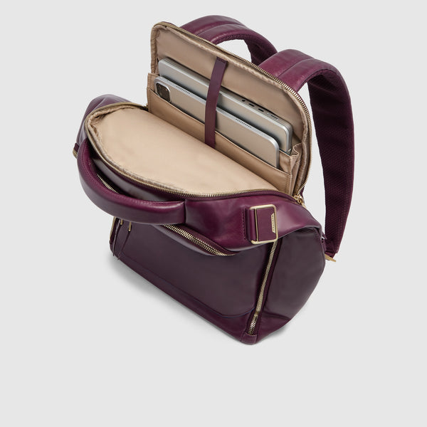 Leather Laptop Backpack 14" Blue Square, Cable Lock - 4