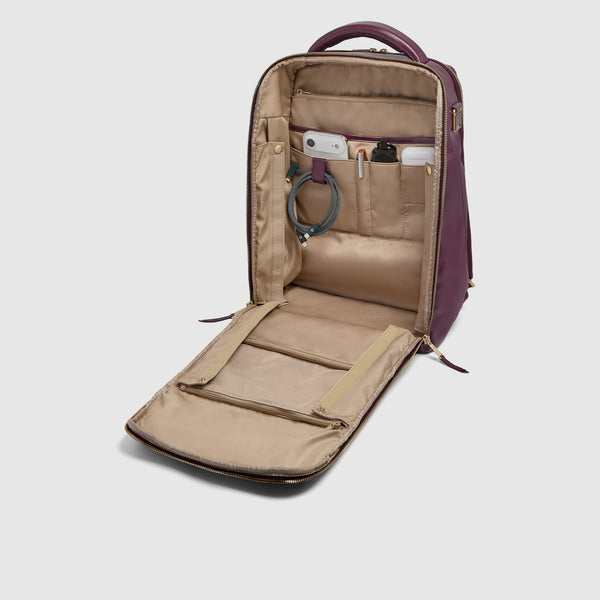 Leather Laptop Backpack 14" Blue Square, Cable Lock - 5