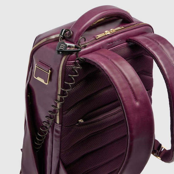 Leather Laptop Backpack 14" Blue Square, Cable Lock - 7