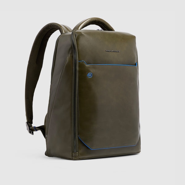 Leather Laptop Backpack 14" Blue Square, Cable Lock - 2