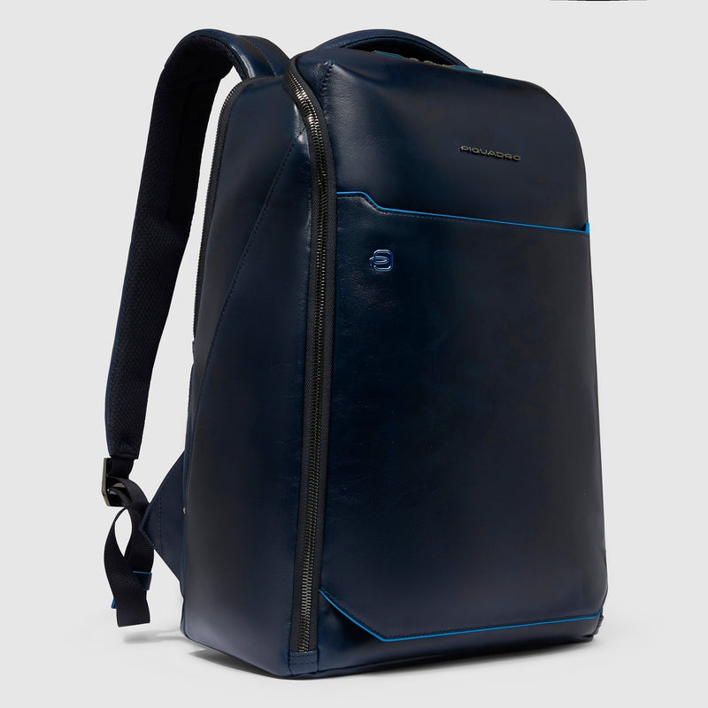 Leather Laptop Backpack 15.6" Blue Square - 2