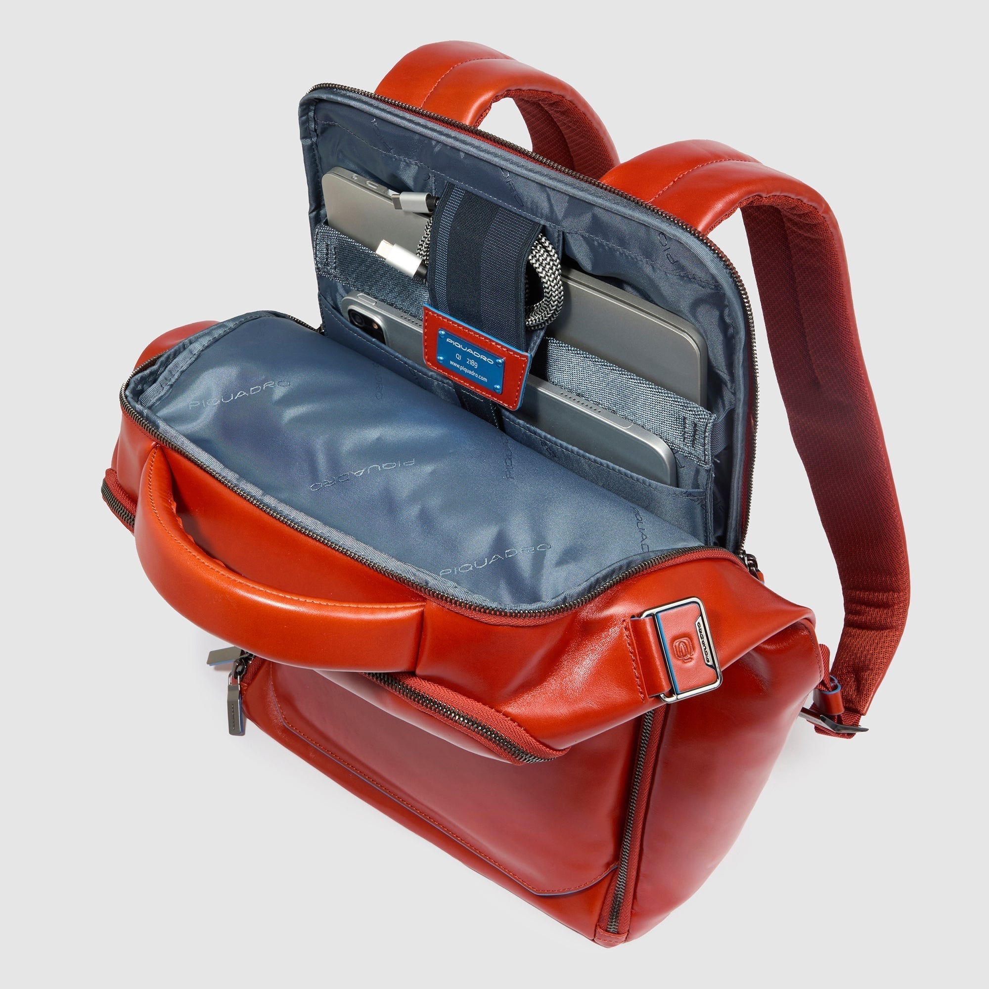 Two-Compartment Leather Laptop Backpack 15.6