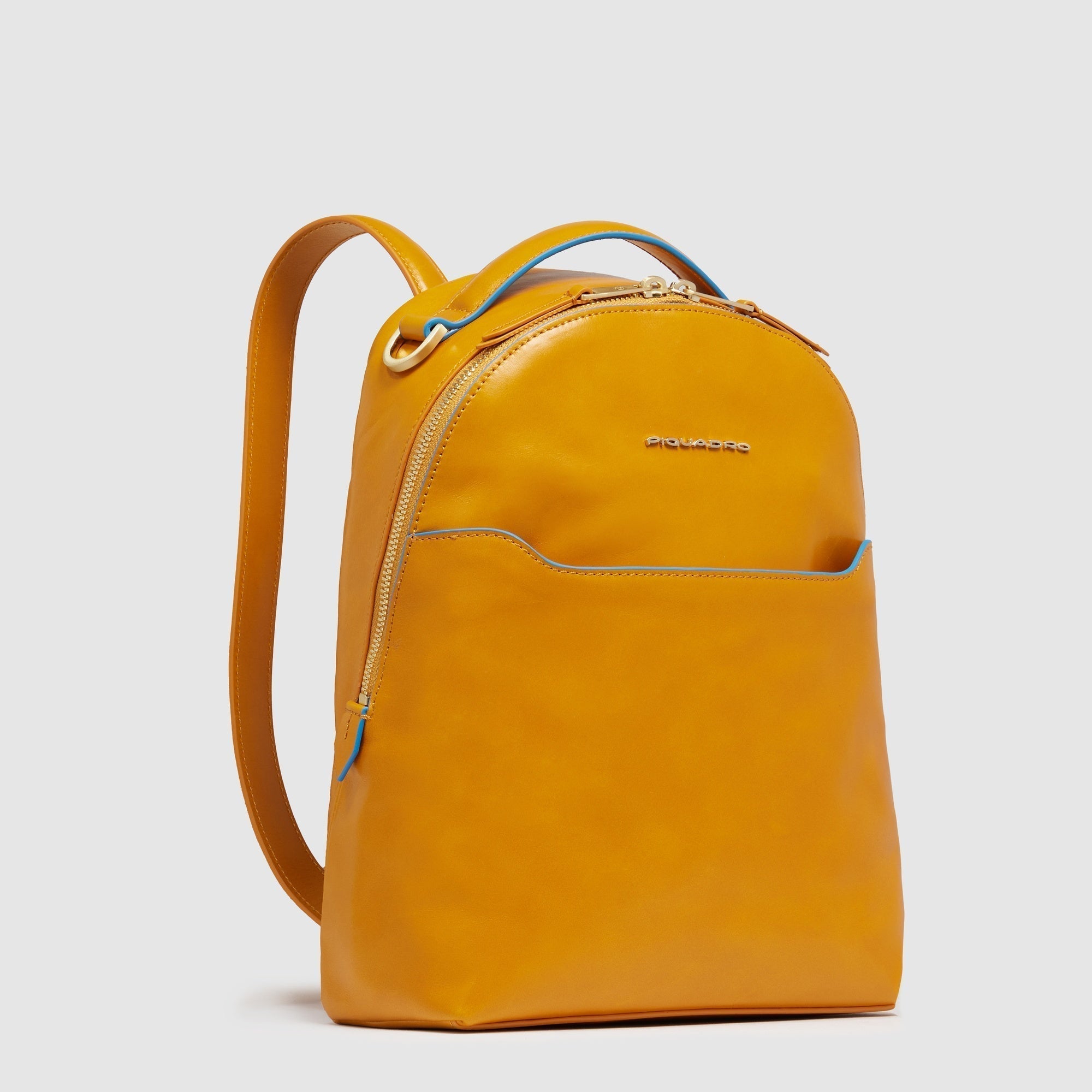 Small Leather Backpack with RFID Protection - yellow