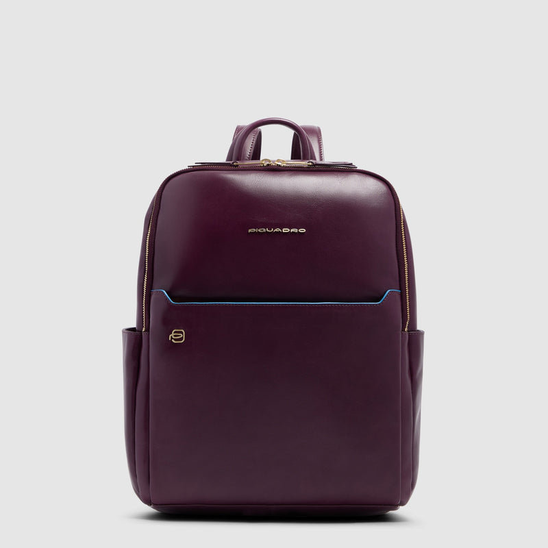 Leather Laptop Backpack 14" Blue Square