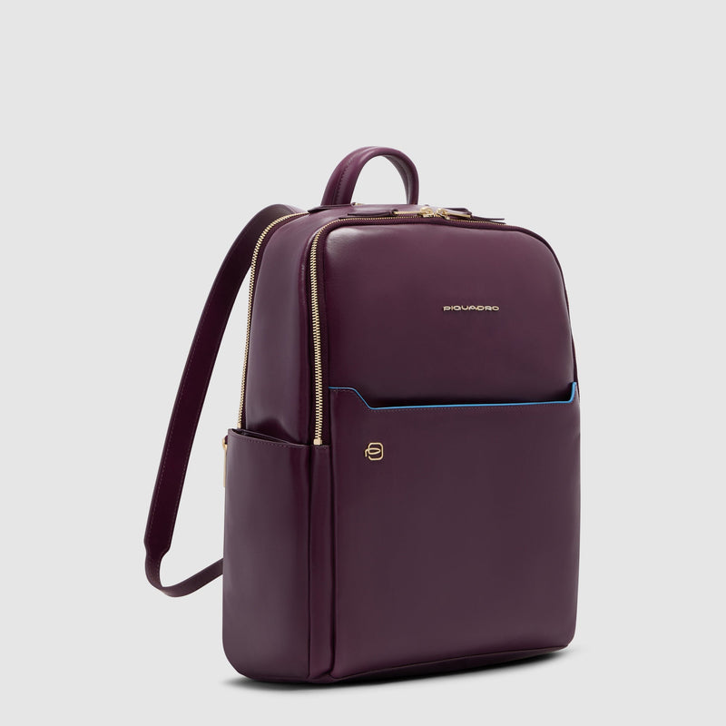 Leather Laptop Backpack 14" Blue Square
