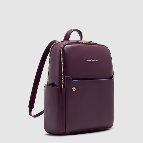 Leather Laptop Backpack 14" Blue Square - 2
