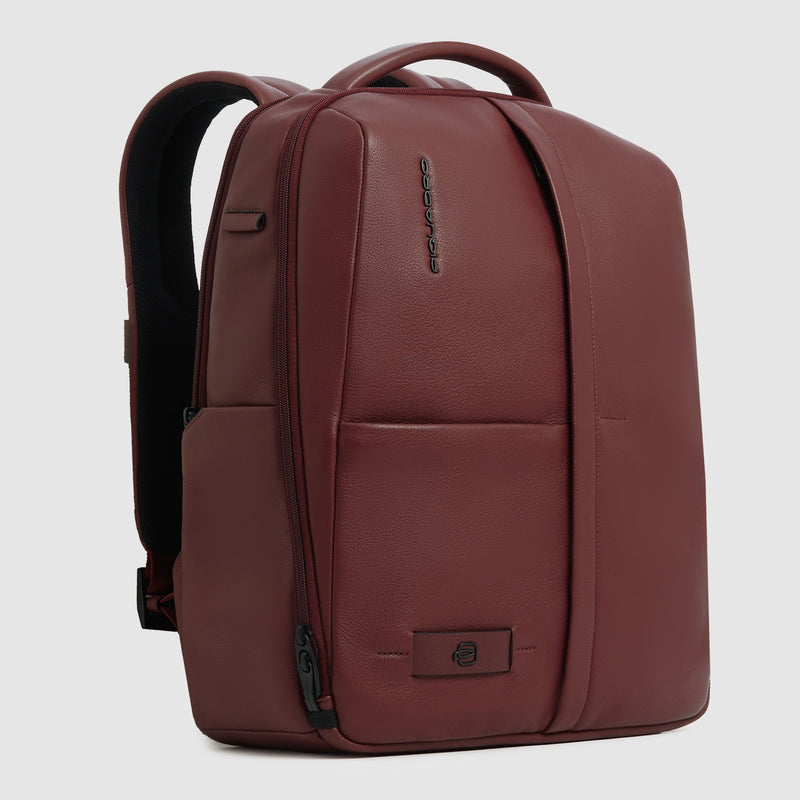 Leather 15.6" Laptop Backpack with Anti-Theft Zips