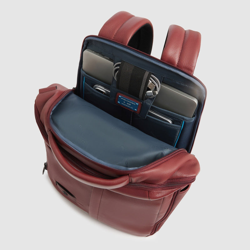 Leather 15.6" Laptop Backpack with Anti-Theft Zips