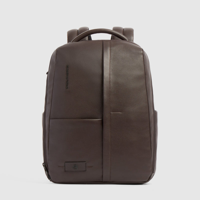 Leather 15.6" Laptop Backpack with Anti-Theft Zips