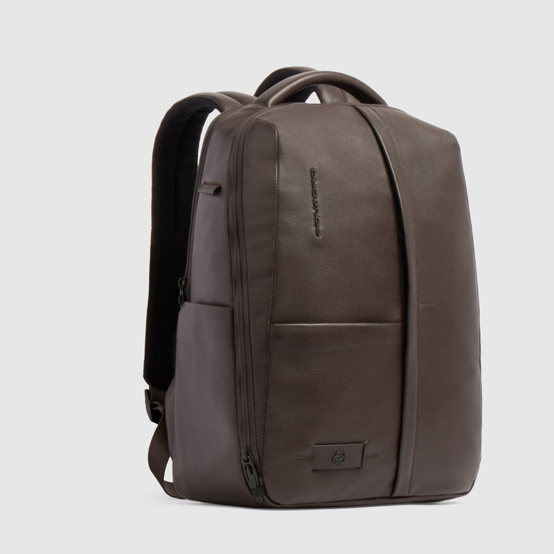 Leather 15.6" Laptop Backpack with Anti-Theft Zips