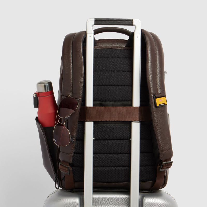 Leather 15.6" Laptop Backpack with Anti-Theft Zips