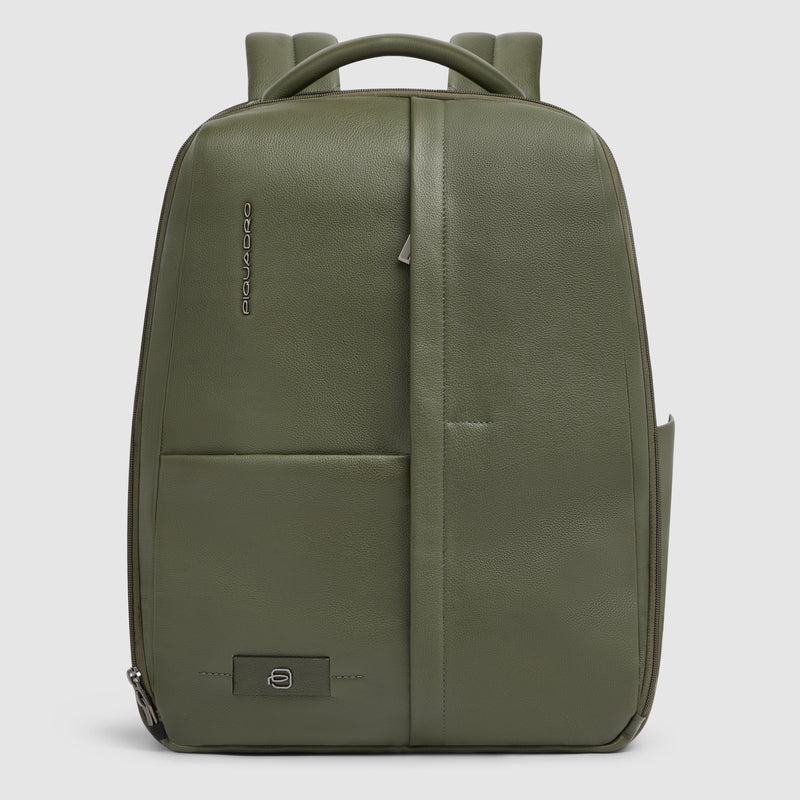 Leather 15.6" Laptop Backpack with Anti-Theft Zips
