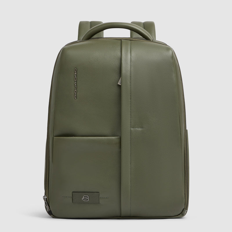 Leather 15.6" Laptop Backpack with Anti-Theft Zips