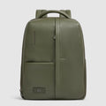 Leather 15.6" Laptop Backpack with Anti-Theft Zips - Olive green