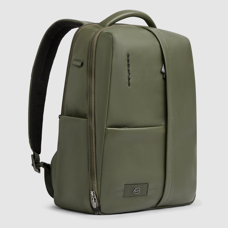 Leather 15.6" Laptop Backpack with Anti-Theft Zips