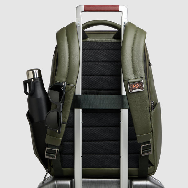 Leather 15.6" Laptop Backpack with Anti-Theft Zips - 3