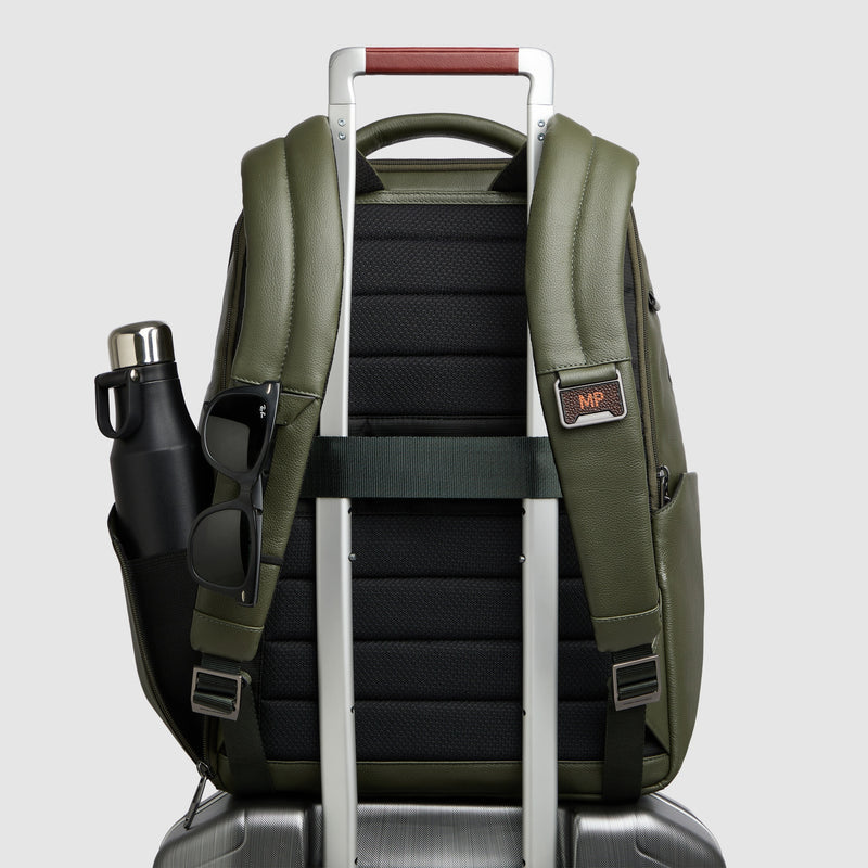 Leather 15.6" Laptop Backpack with Anti-Theft Zips