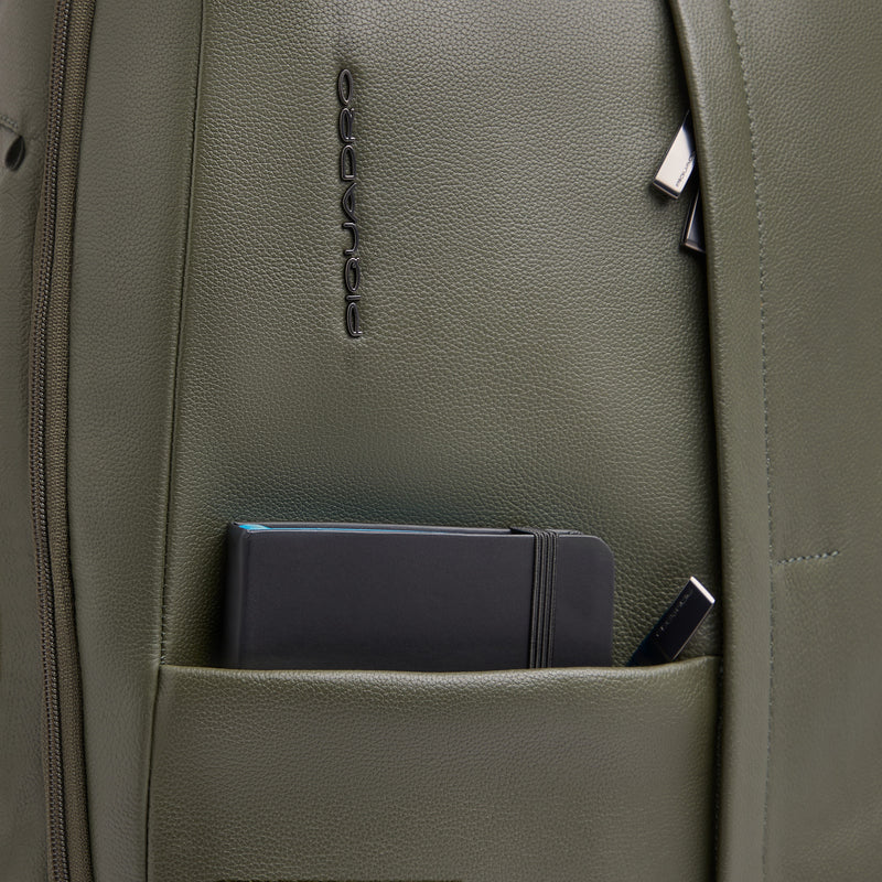 Leather 15.6" Laptop Backpack with Anti-Theft Zips