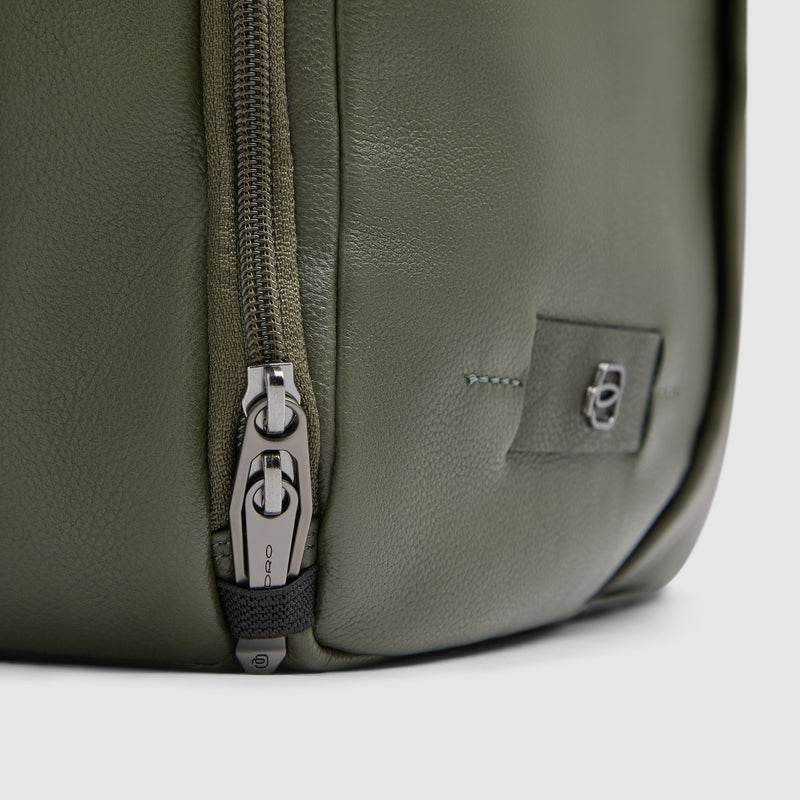 Leather 15.6" Laptop Backpack with Anti-Theft Zips