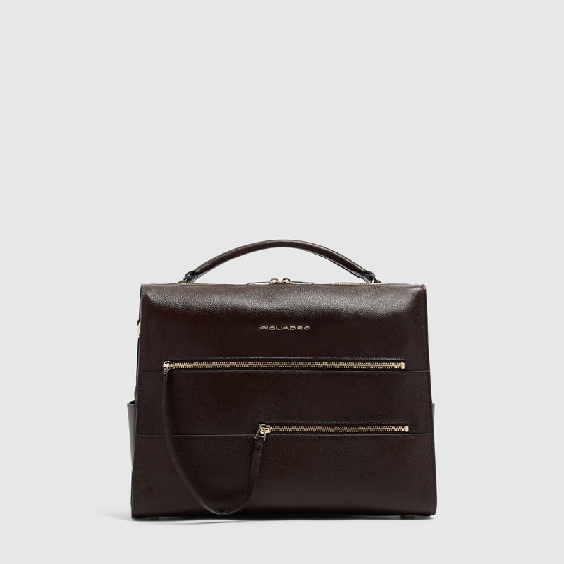 Women's 14-Inch Leather Laptop Bag with RFID Protection - Brown