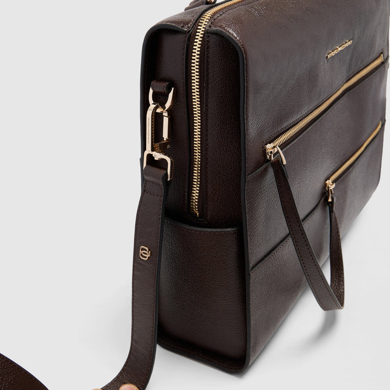 Women's 14-Inch Leather Laptop Bag with RFID Protection - Brown - photo 5