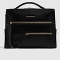 Women's 14-Inch Leather Laptop Bag with RFID Protection - Black