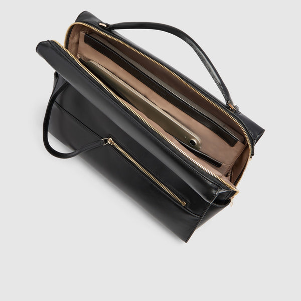 Women's 14-Inch Leather Laptop Bag with RFID Protection - Black - photo 4
