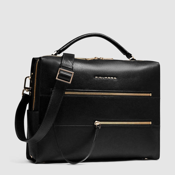 Women's 14-Inch Leather Laptop Bag with RFID Protection - Black - photo 2