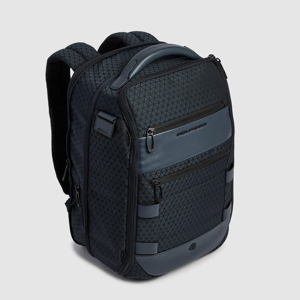 Modular, travel laptop backpack in recycled fabric