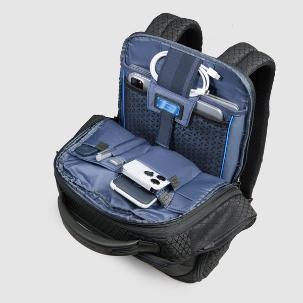Modular, travel laptop backpack in recycled fabric