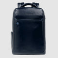 Leather 14" Laptop Backpack with Fast Check Panel - Night blue