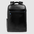 Leather 14" Laptop Backpack with Fast Check Panel - Black
