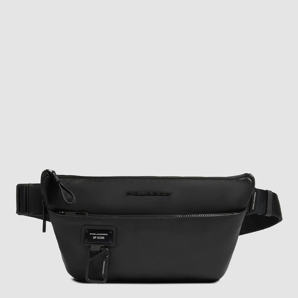 Expandable leather bum bag