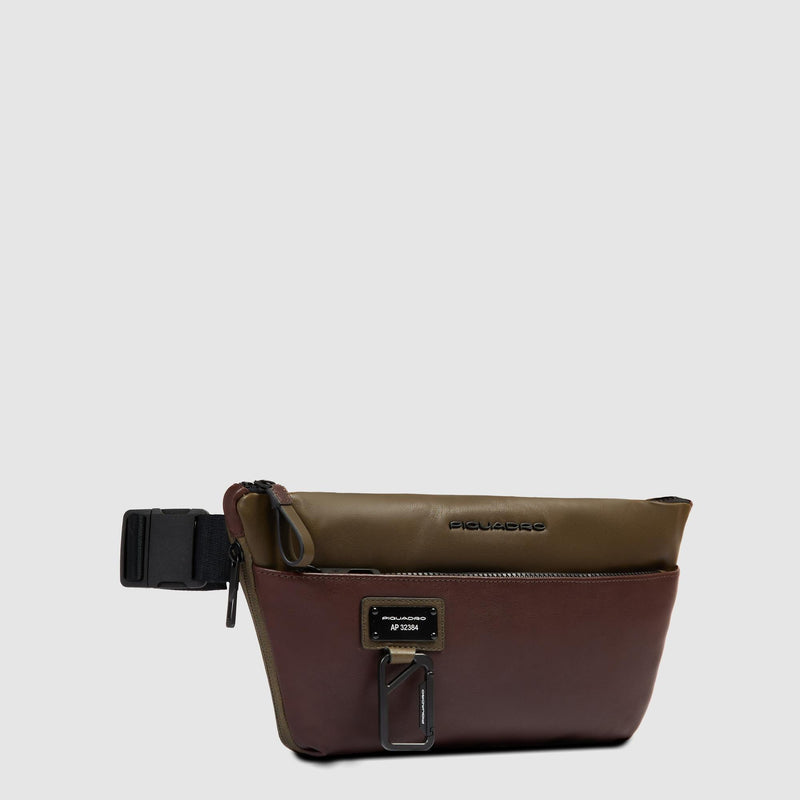 Expandable leather bum bag