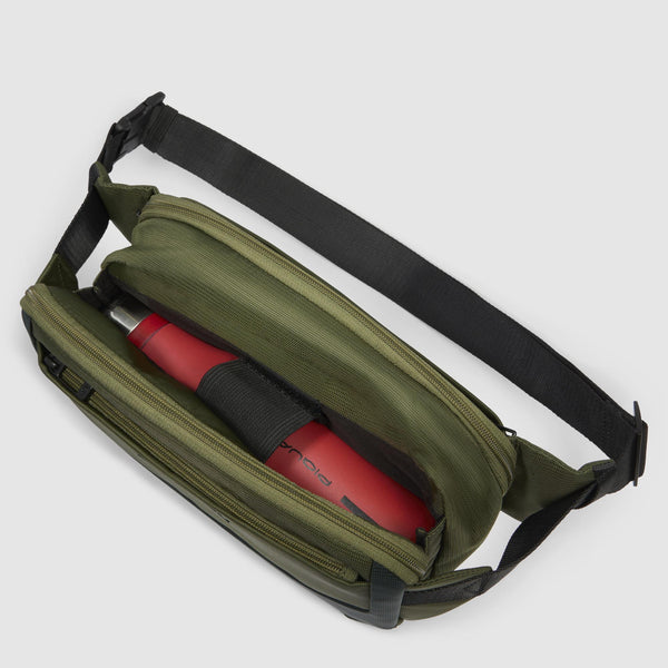 Bum bag in recycled fabric and leather