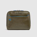 Leather Crossbody Bag with RFID Protection - Olive green