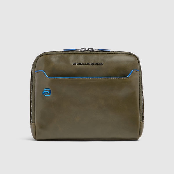 Leather Crossbody Bag with RFID Protection - Olive green