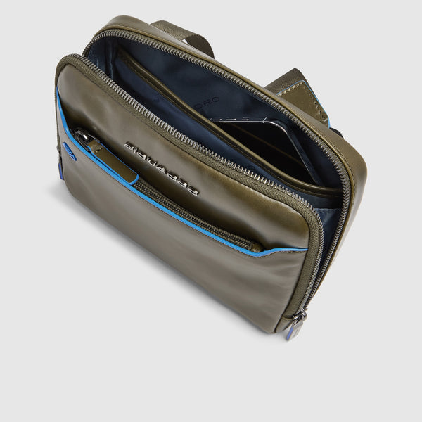 Leather Crossbody Bag with RFID Protection - Olive green - photo 4