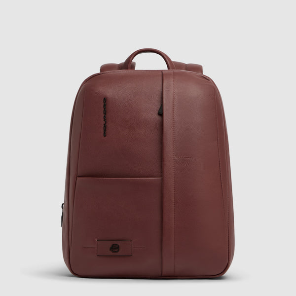 Expandable 14-inch Laptop Backpack in Leather - Leather brown