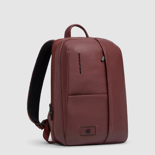 Expandable 14-inch Laptop Backpack in Leather - Leather brown - photo 2