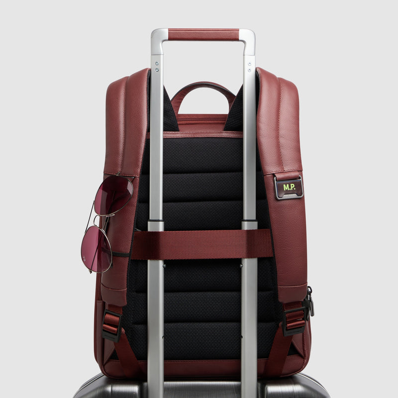 Expandable 14-inch Laptop Backpack in Leather - Leather brown - photo 3