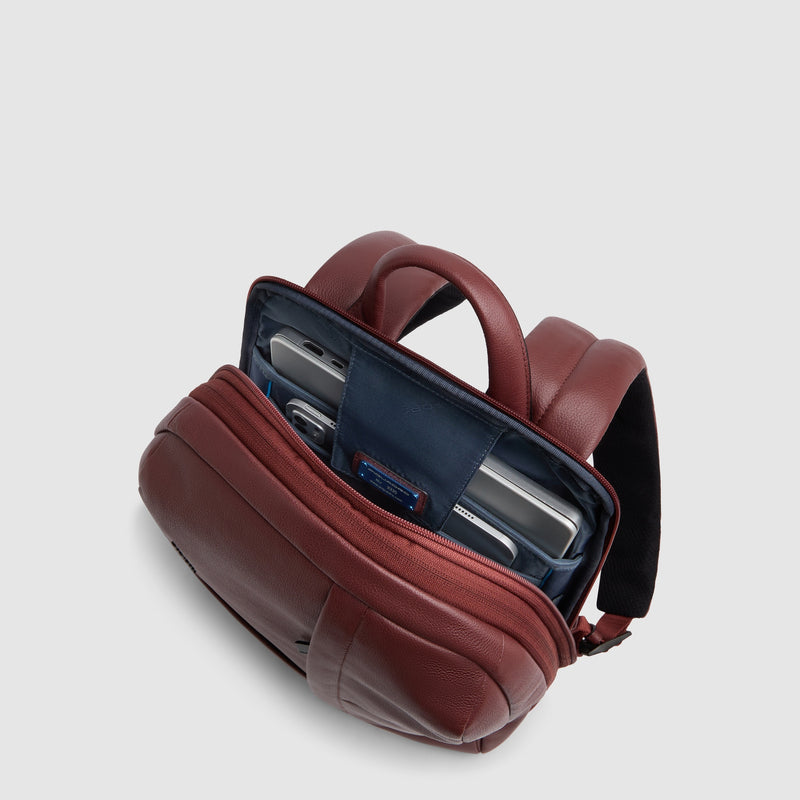 Expandable 14-inch Laptop Backpack in Leather - Leather brown - photo 4