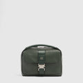 Bolsa a tiracolo de homem em pele com bolso almofadado para telemóvel - Verde