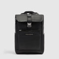 Leather 15.6" Laptop Travel Backpack with Trolley Strap