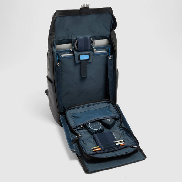 Leather 15.6" Laptop Travel Backpack with Trolley Strap - 7
