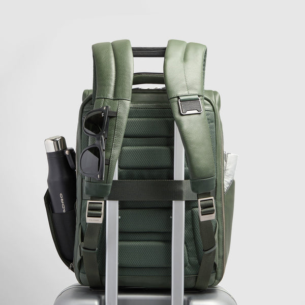 Leather 15.6" Laptop Travel Backpack with Trolley Strap - 4